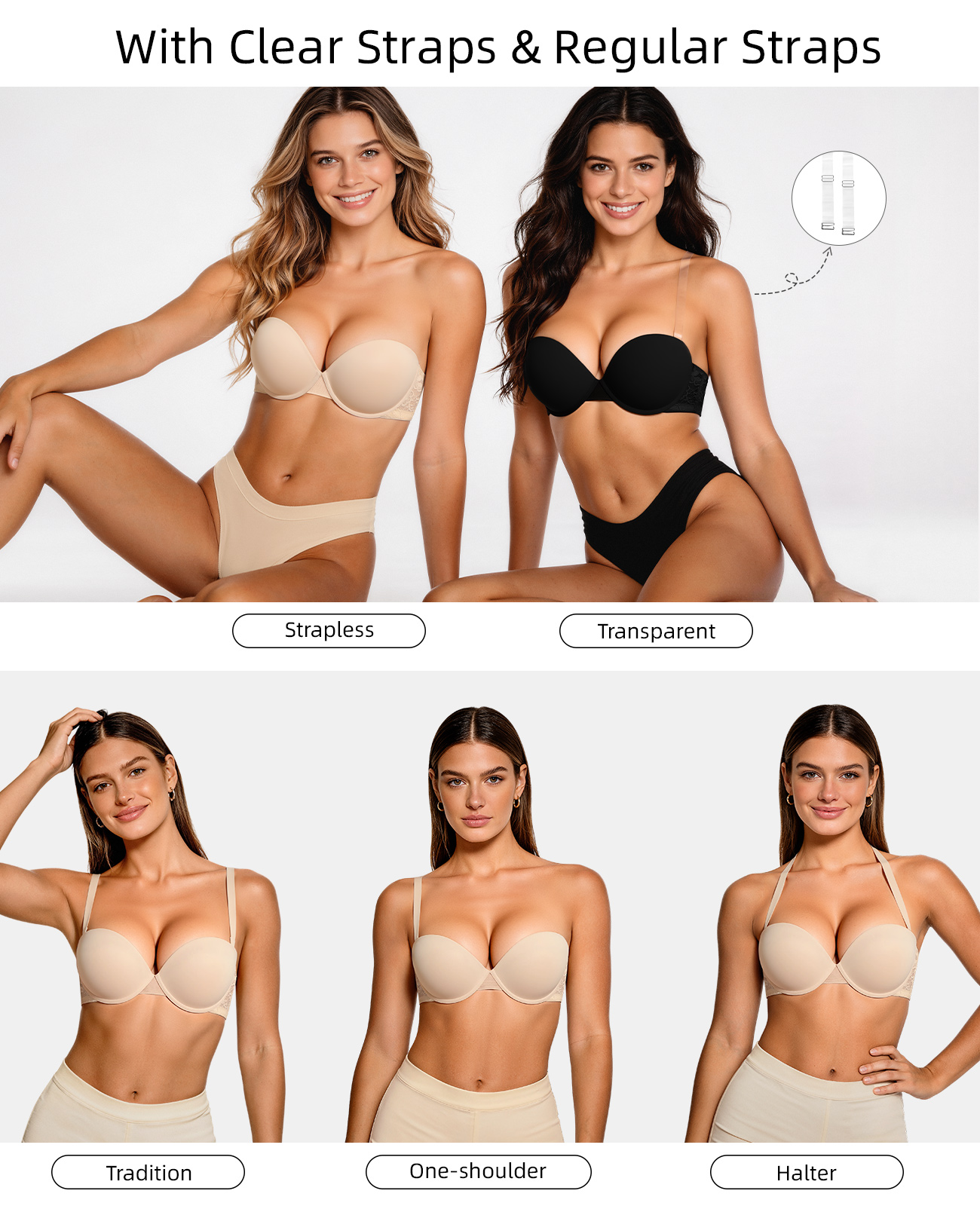 New Push Up Bra Women Lace Pad - Convertible Bra Multiway avaliação e preço