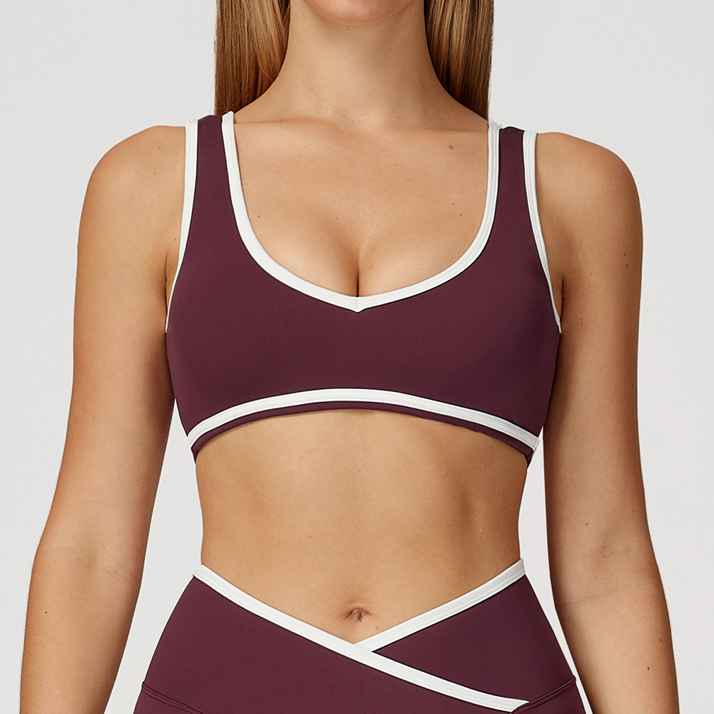V-Neck Sports Bra Women Top Pu - Plunge Bra Push Up avaliação e preço