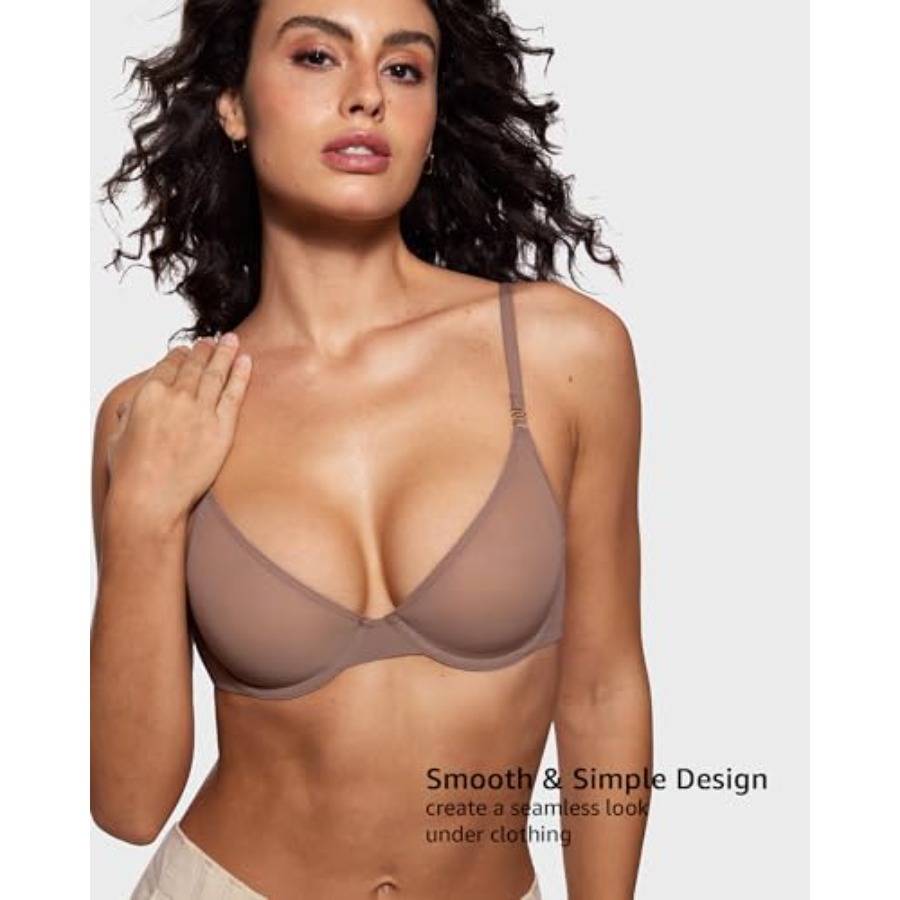 Women's Cosnufy Sheer Balconet - Demi Bra Balconette avaliação e preço