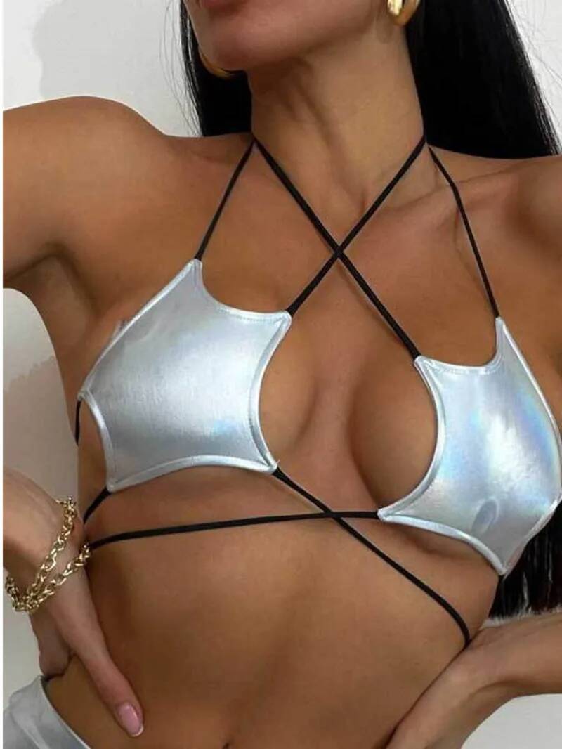 Women's Metallic Star Bra Top  - Lace Bralette Set avaliação e preço