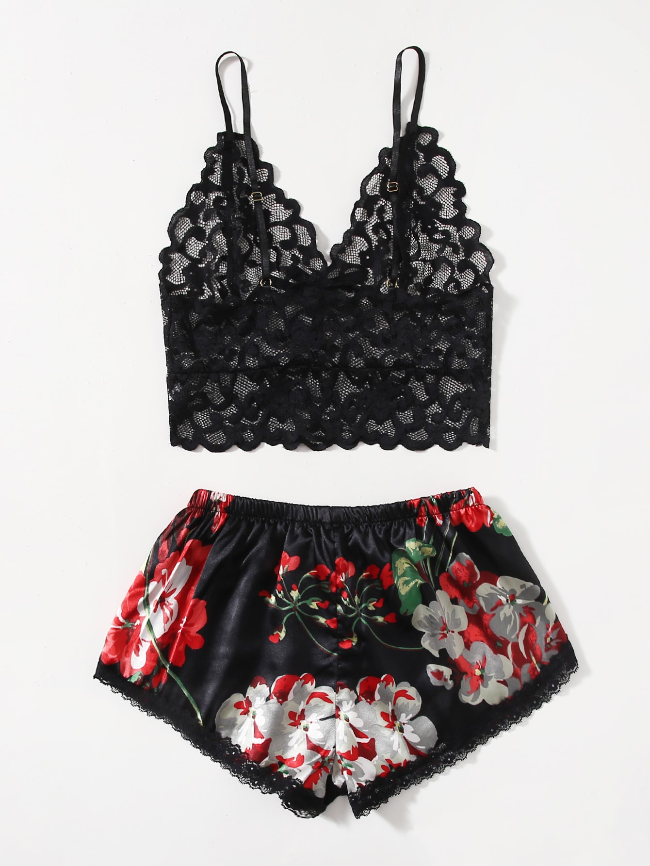 Floral Lace Pajama Set for Wom - Lace Bralette Set avaliação e preço