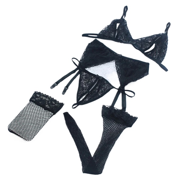 Lace Women Lingerie Set 4 Pcs  - Lace Bralette Set avaliação e preço