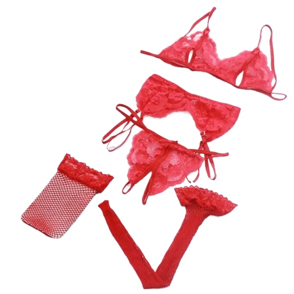 Lace Women Lingerie Set 4 Pcs  - Lace Bralette Set avaliação e preço